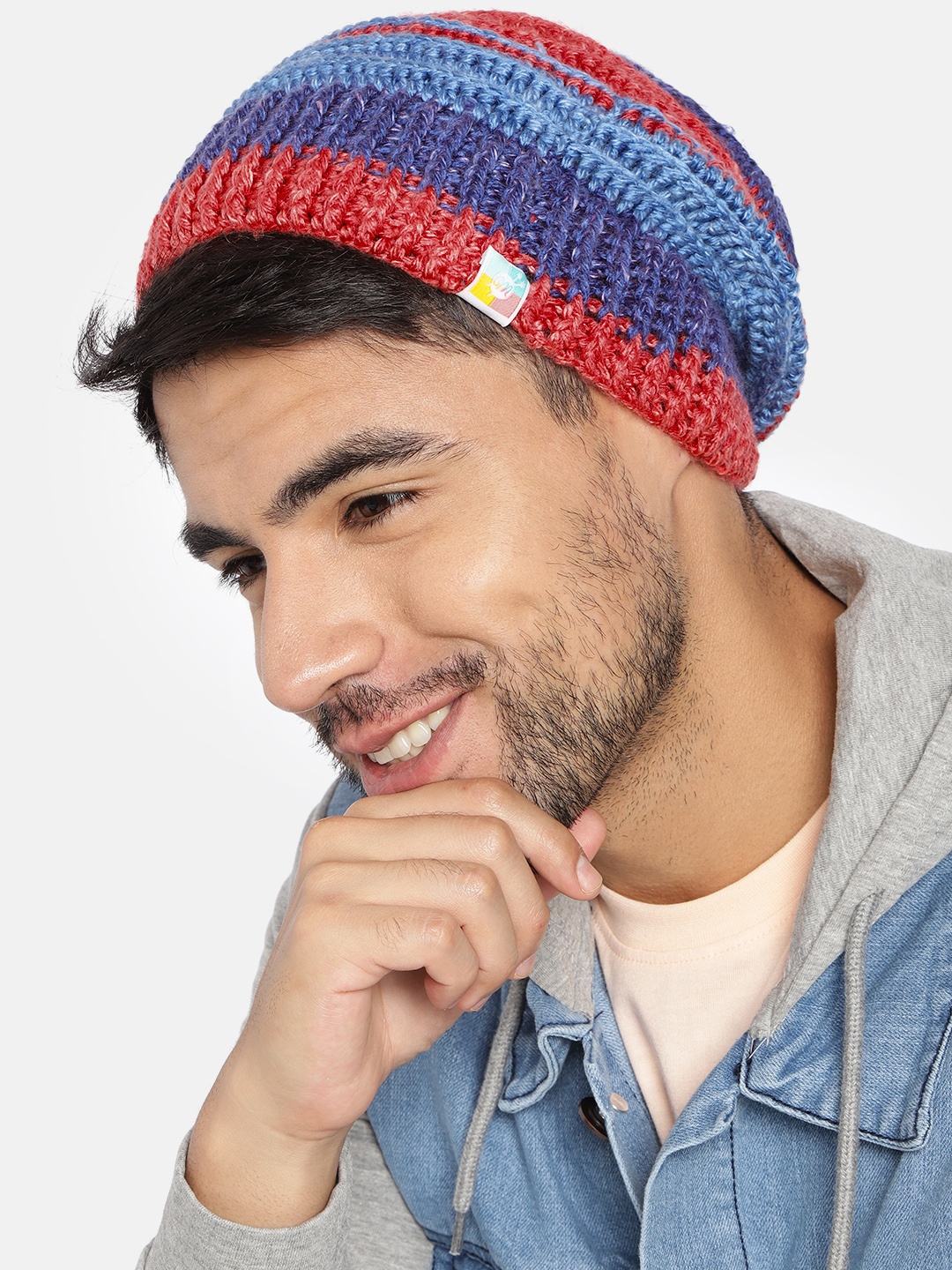 

Magic Needles Unisex Multicoloured Acrylic Striped Beanie, Multi