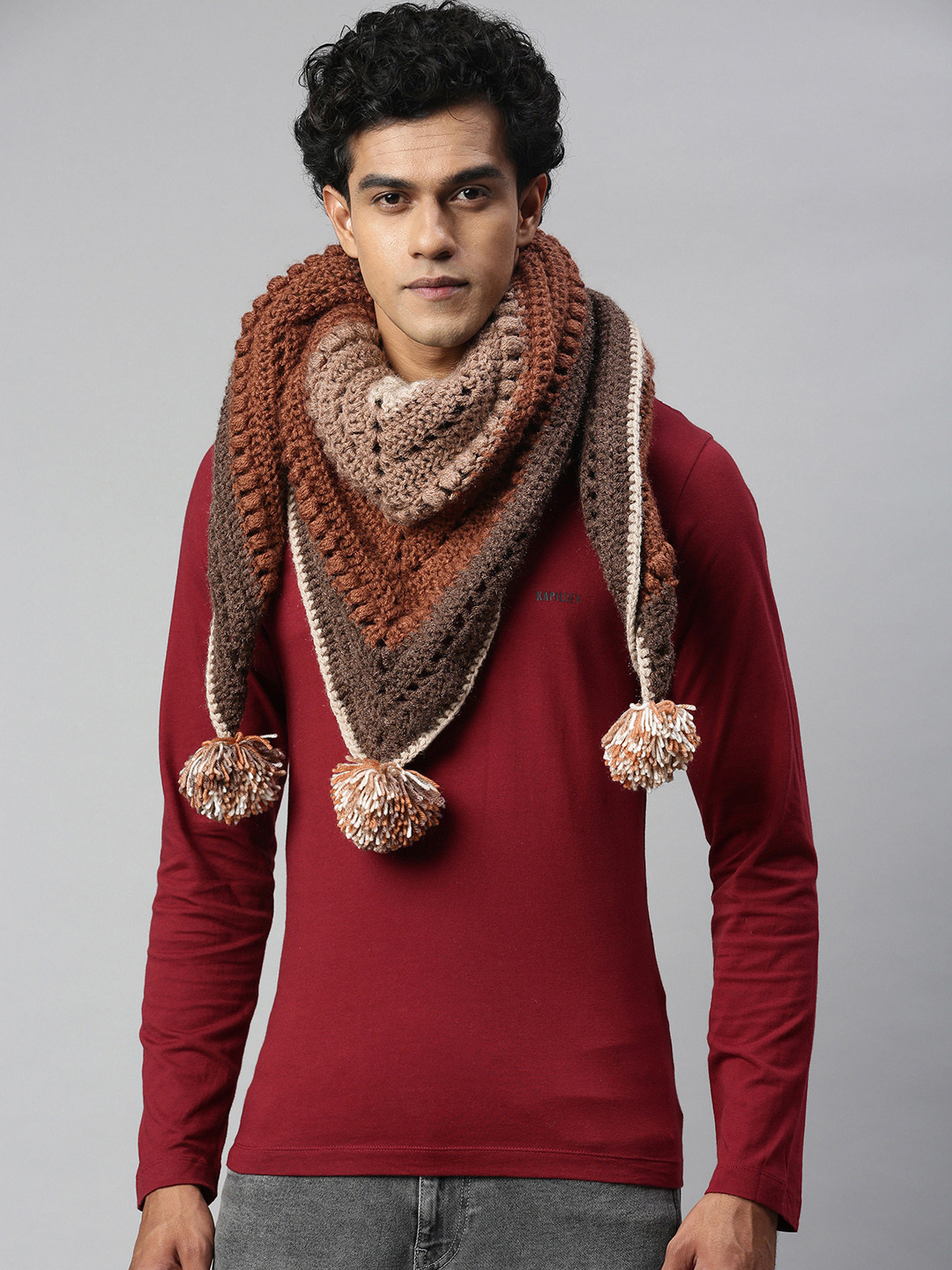 

Magic Needles Unisex Brown Knitted Scarf