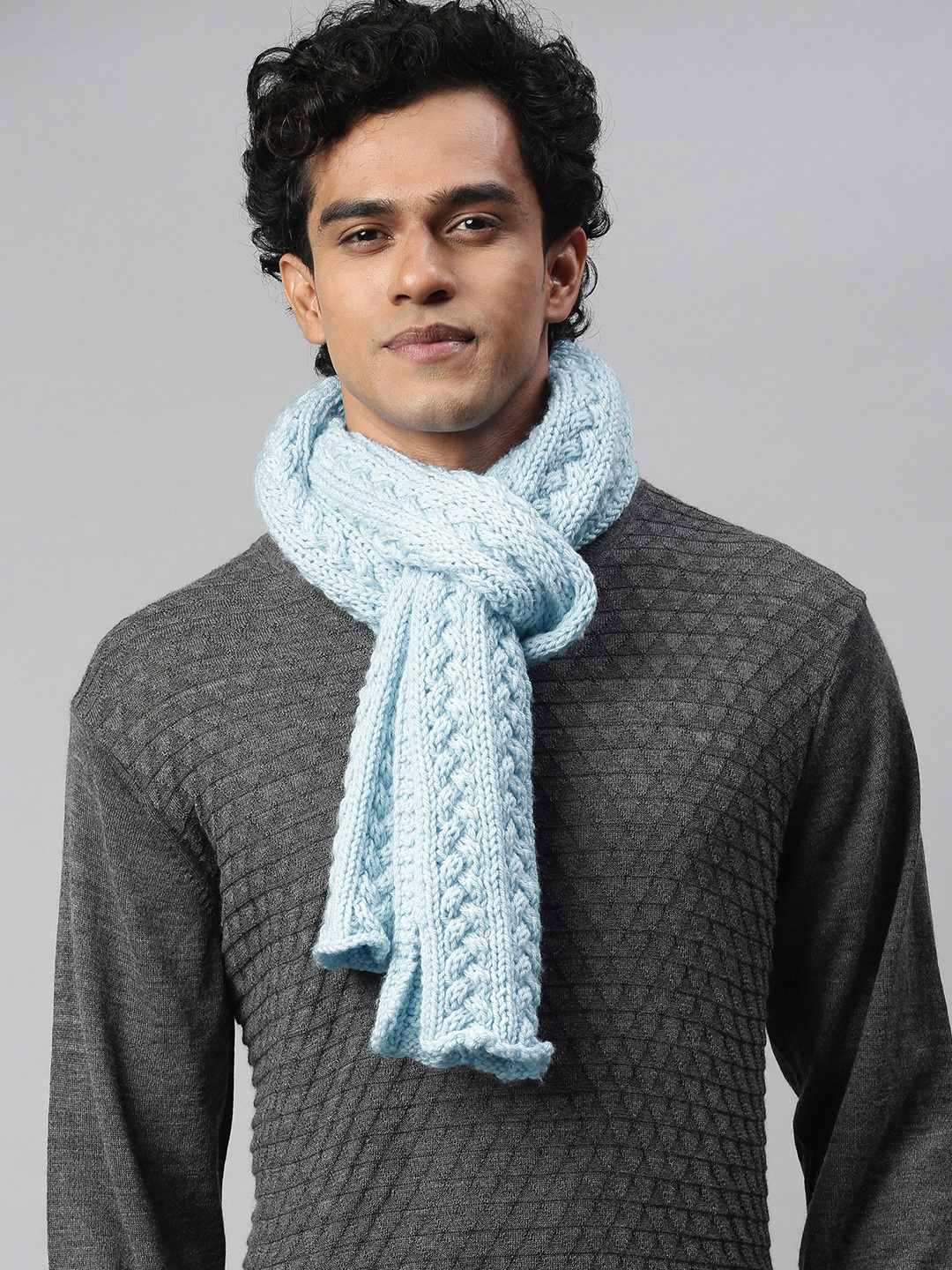 

Magic Needles Unisex Blue Self Design Scarf