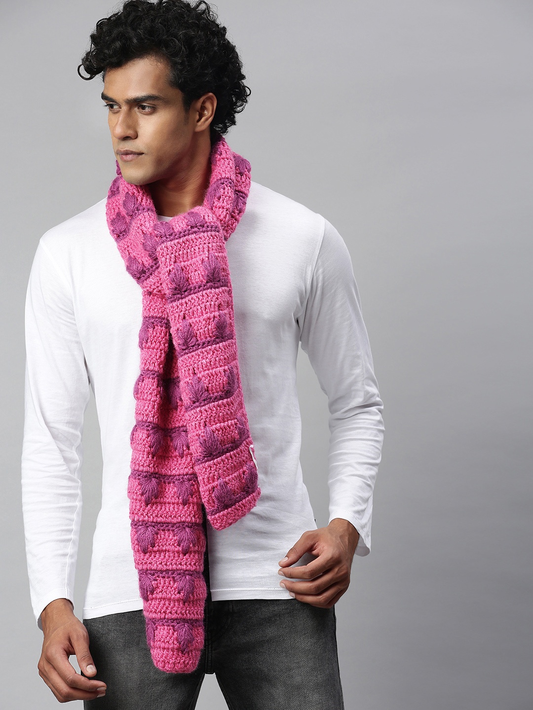 

Magic Needles Unisex Pink & Lavender Self-design Scarf