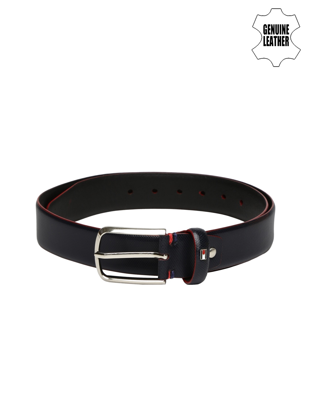 

Tommy Hilfiger Men Navy Genuine Leather Textured Belt, Navy blue