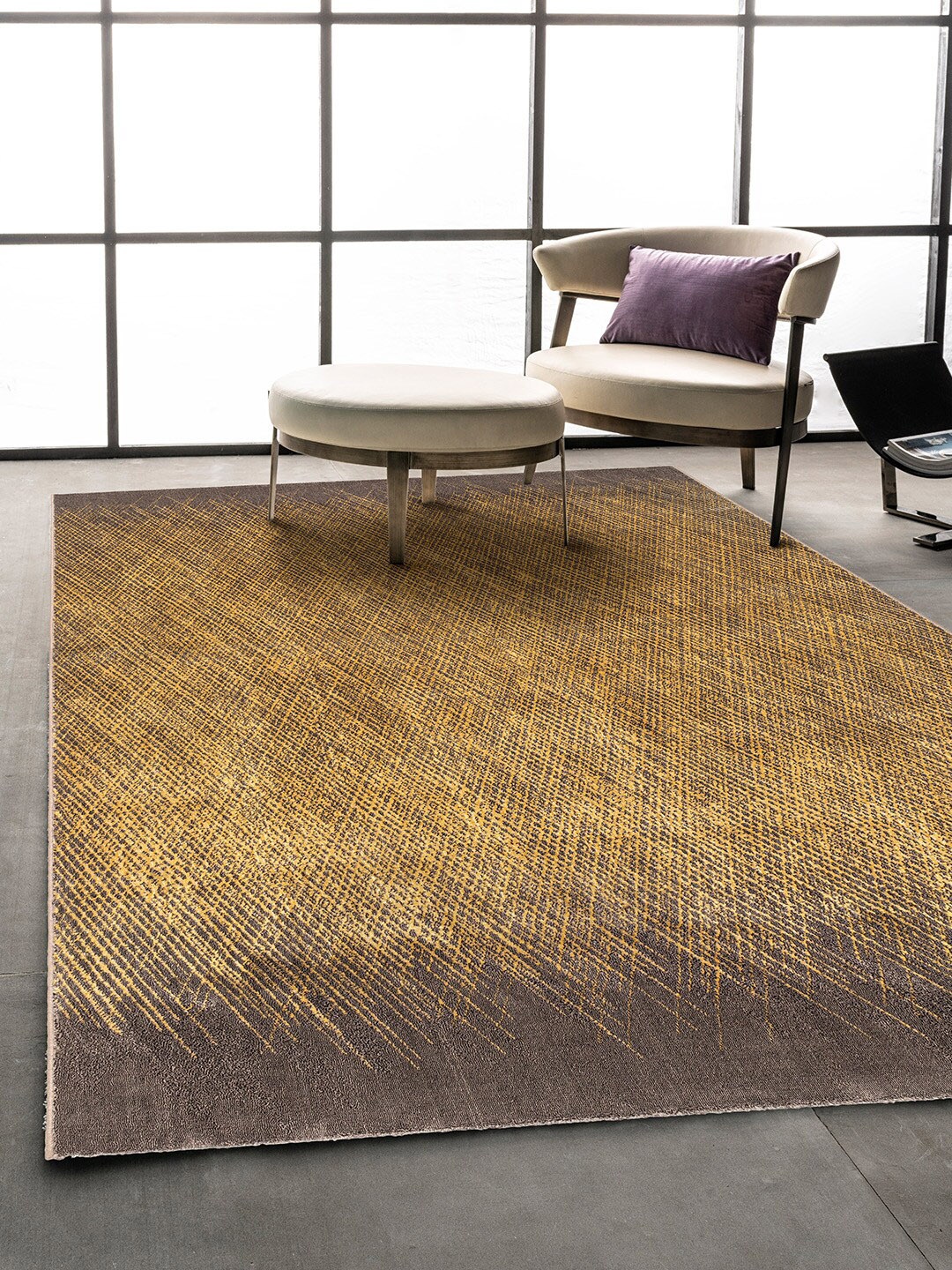 

DDecor Mustard Yellow & Brown Solid Small Carpet
