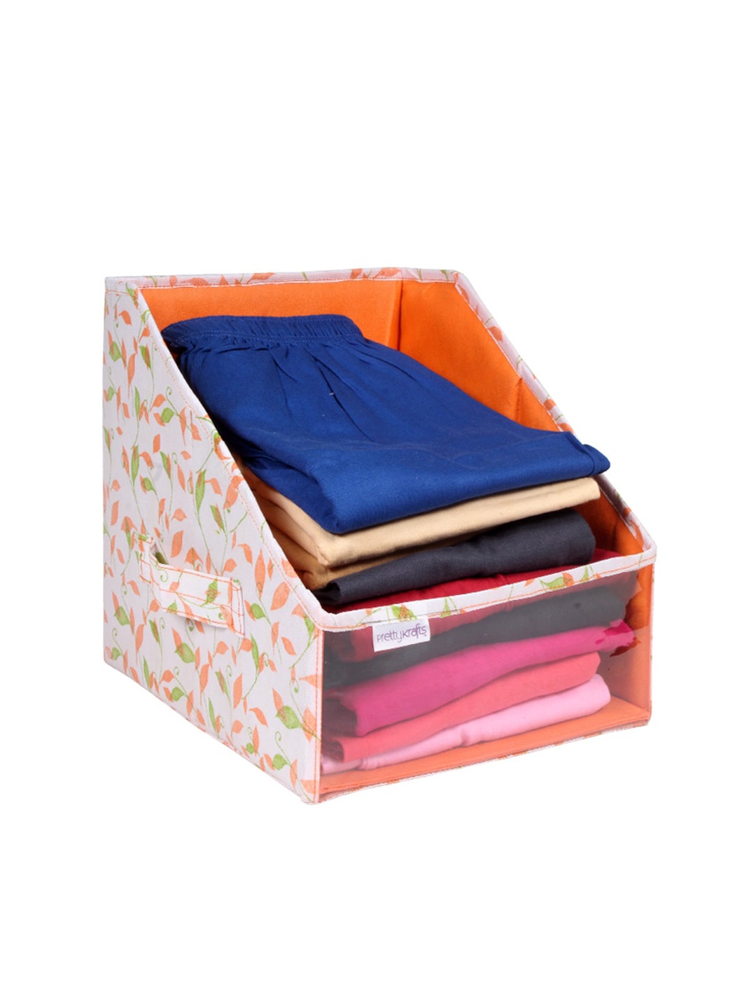 

prettykrafts Orange & White Printed Leggings Stacker Closet Organiser