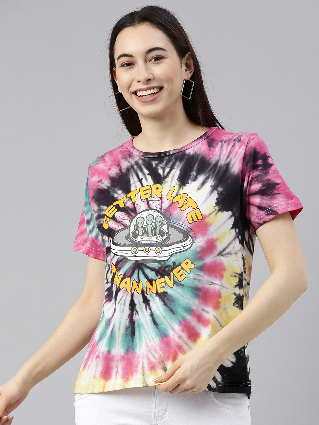 

JUNEBERRY Women Multicoloured Dyed T-shirt, Multi
