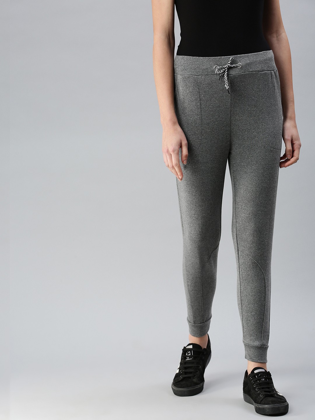 

NOT YET by us Women Grey Melange Solid Slim Fit Sports Joggers