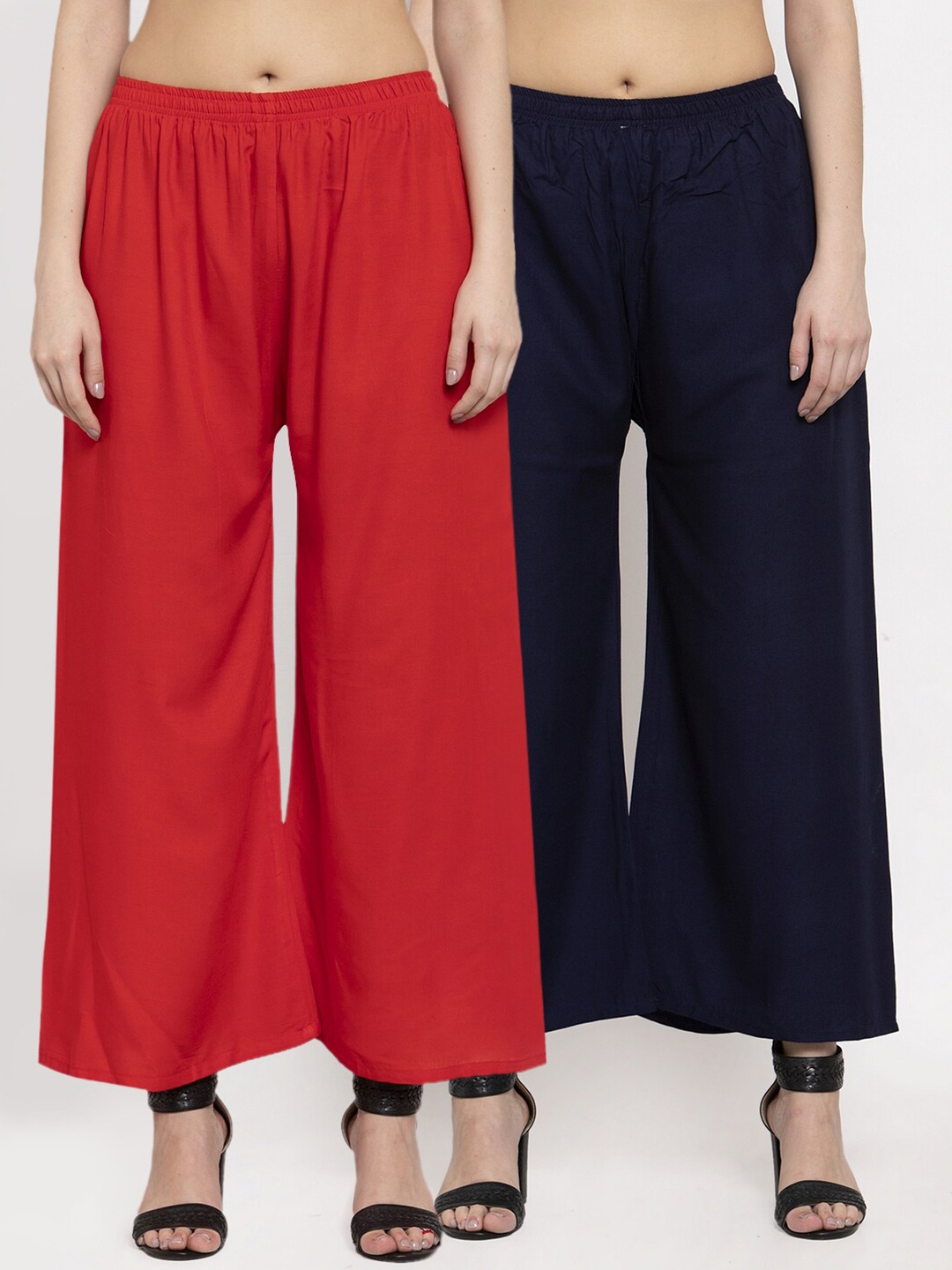 

Miaz Lifestyle Women Pack of 2 Navy Blue & Red 2 Palazzos