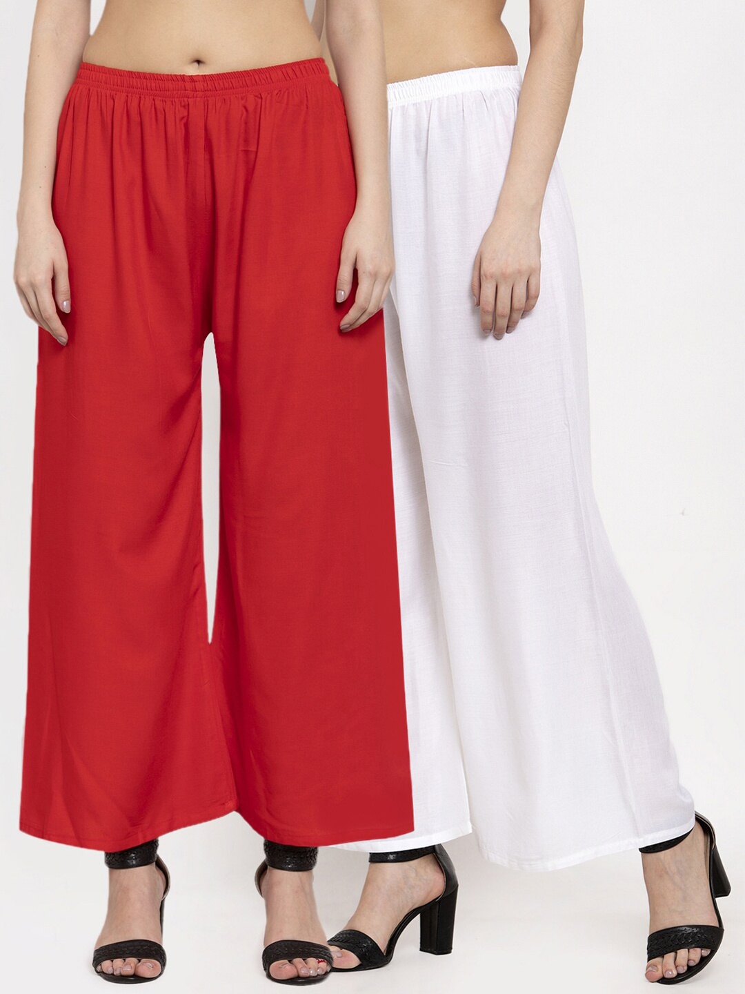 

Miaz Lifestyle Women Pack of 2 Red & White Solid Palazzos