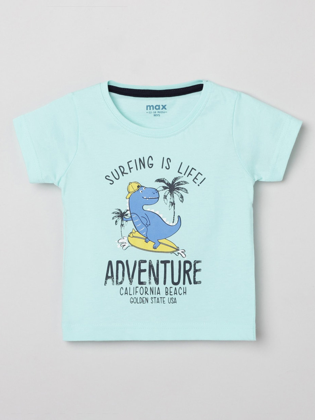 

max Boys Blue Typography Printed Pure Cotton T-shirt
