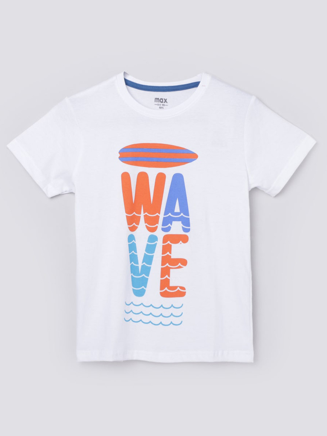 

max Boys White Typography Printed Pure Cotton T-shirt