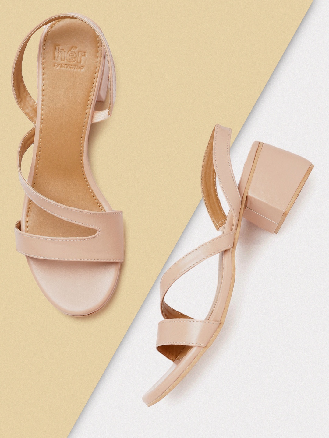 

her by invictus Women Nude-Coloured Solid Block Heels