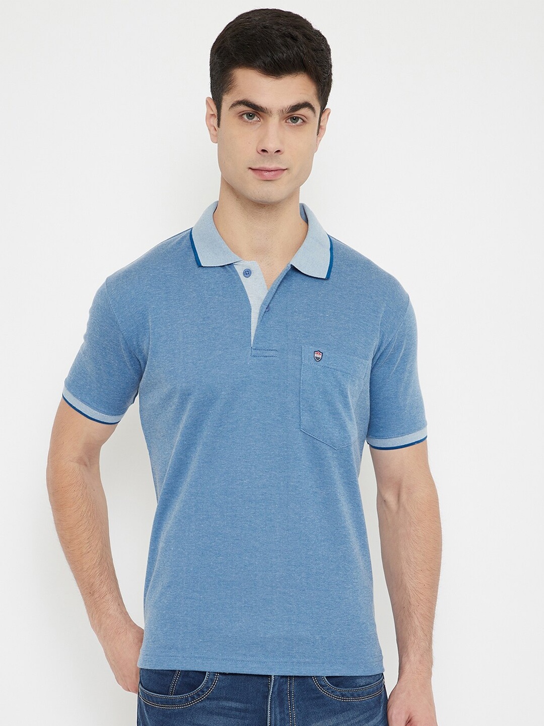 

Duke Men Blue Polo Collar T-shirt