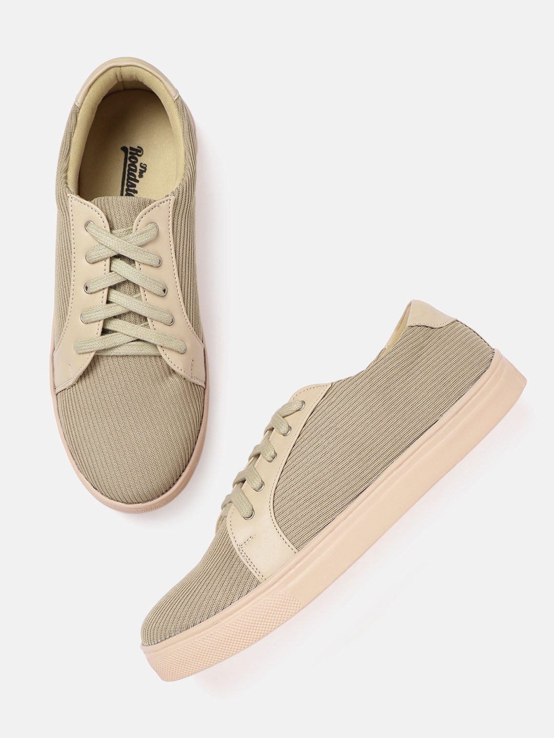 

Roadster Women Khaki & Dusty Pink Woven Design Sneakers