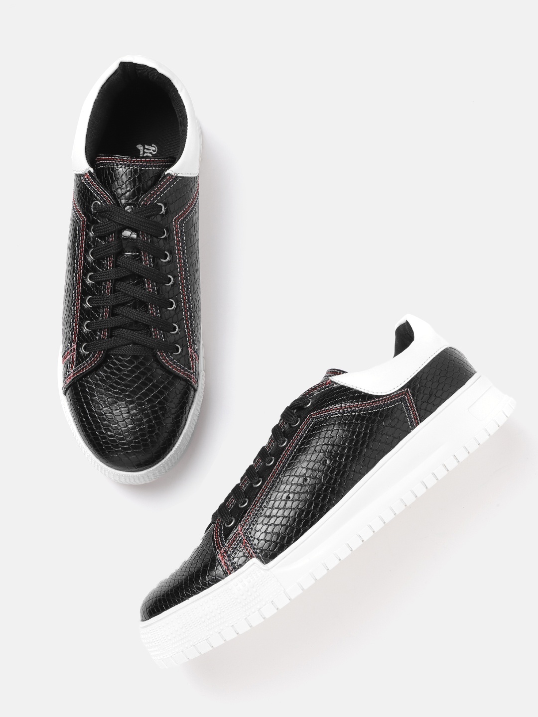 

Roadster Women Black Snakeskin Textured Sneakers