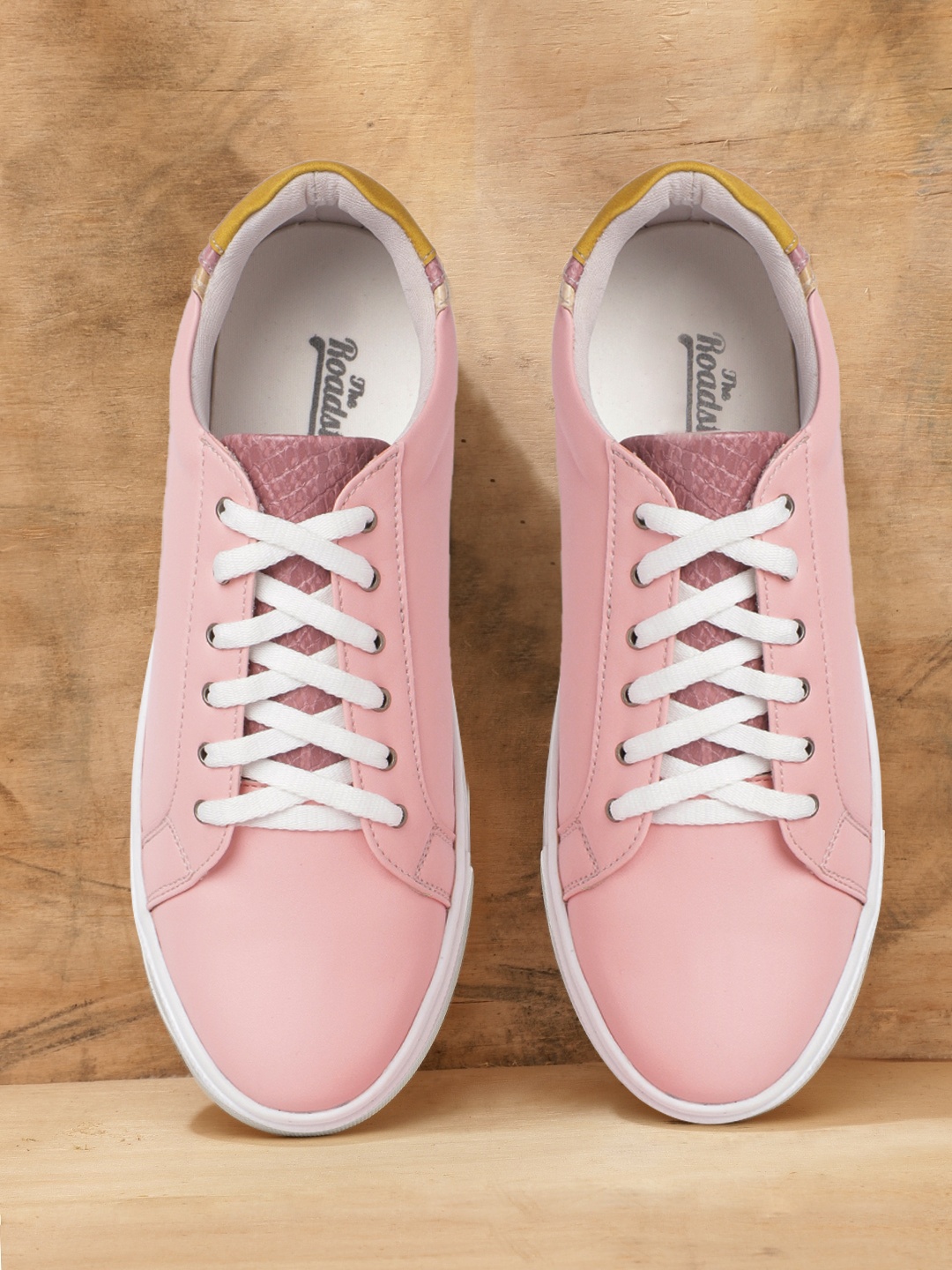 

Roadster Women Pink Solid Sneakers with Colourblocked Detail