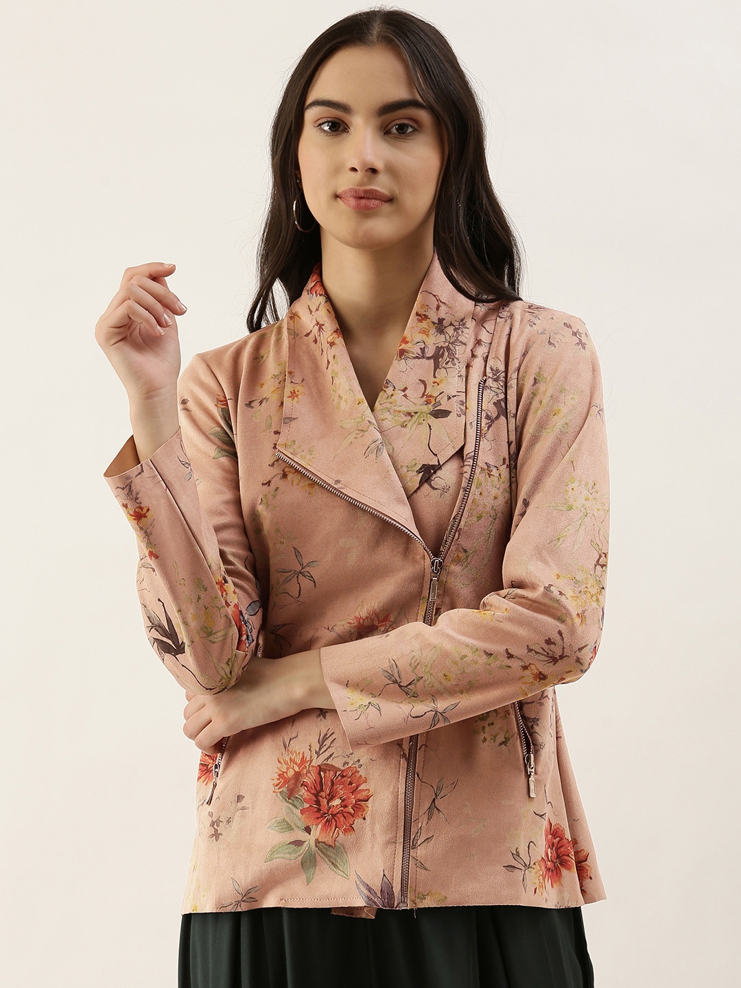 

AND Women Pink Floral Tailored Jacket