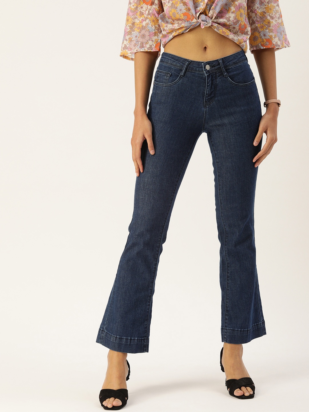 

AND Women Blue Flared High Rise Light Fade Stretchable Jeans