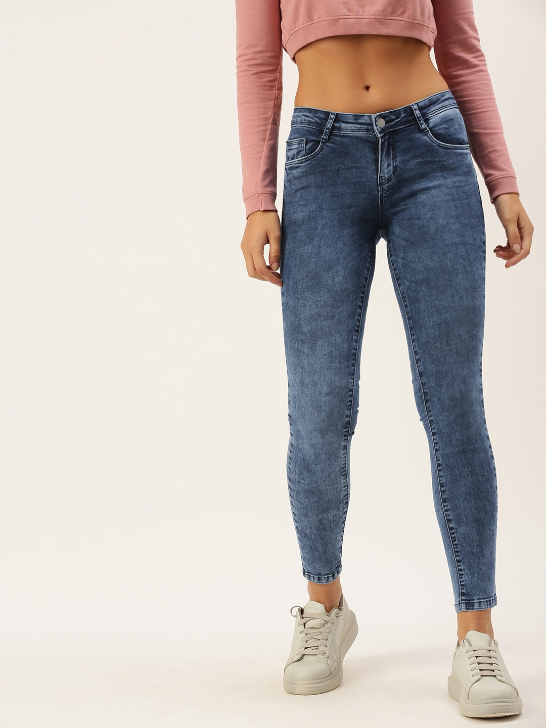 

AND Women Blue Skinny Fit Light Fade Stretchable Jeans