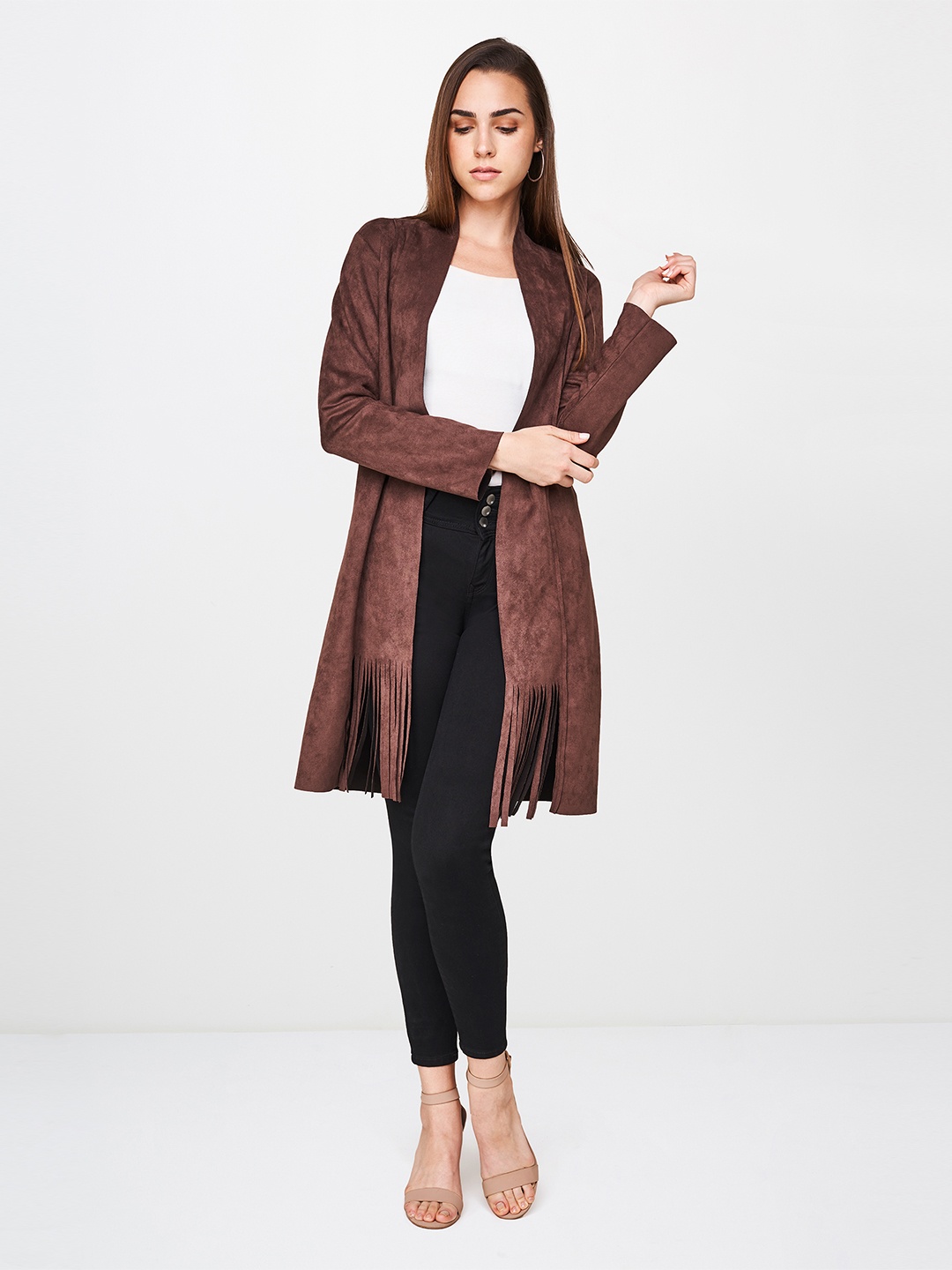 

AND Women Brown Tasselled Shrug