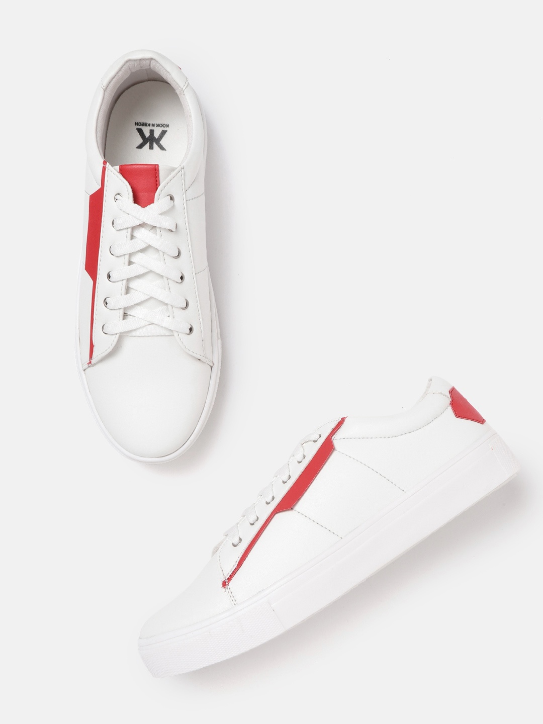 

Kook N Keech Women White & Red Sneakers