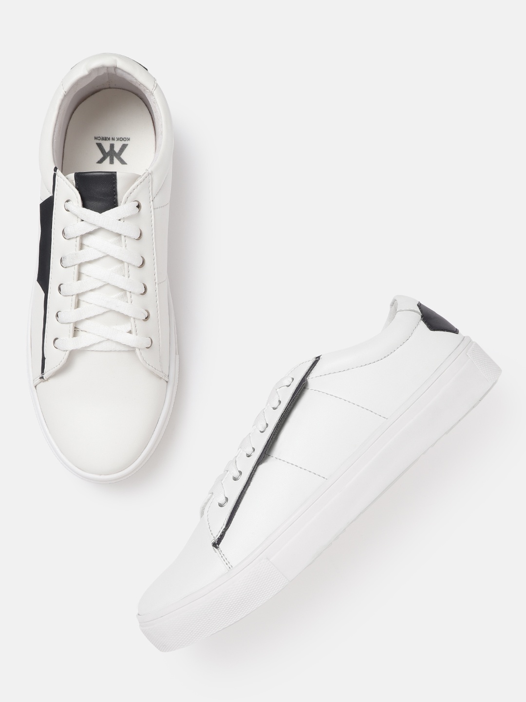 

Kook N Keech Women White & Navy Sneakers
