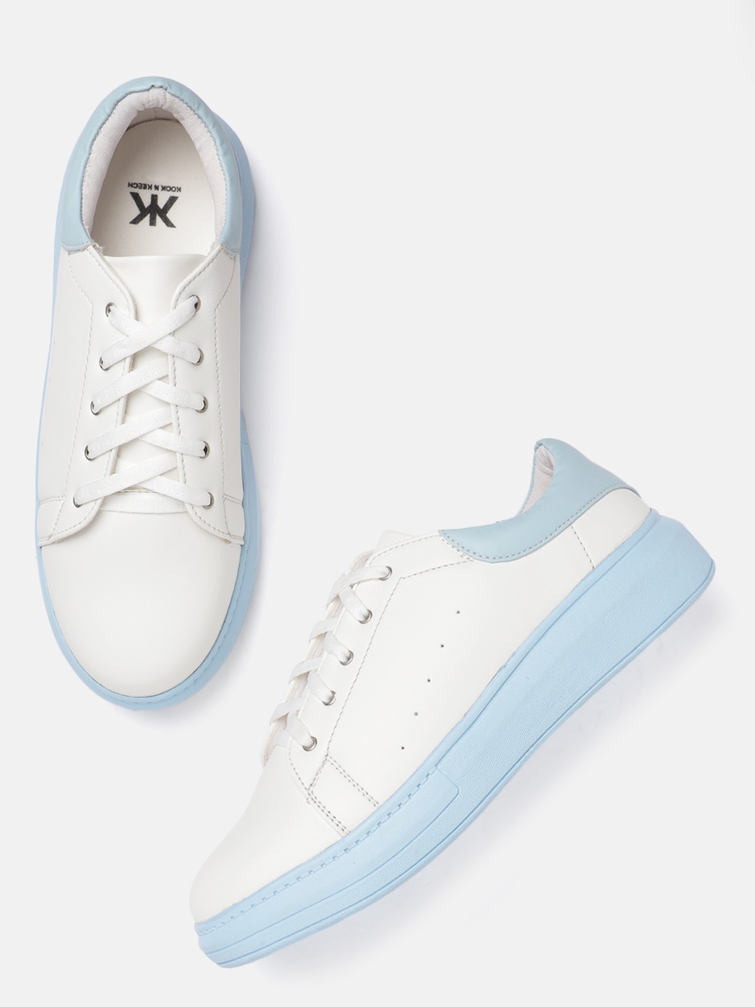 

Kook N Keech Women White & Blue Sneakers
