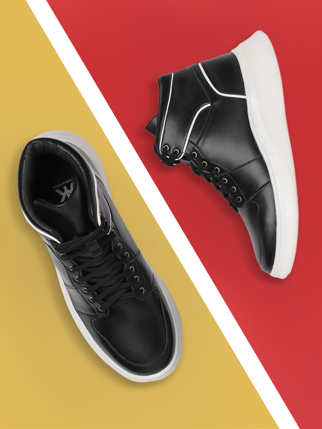 

Kook N Keech Women Black Mid-Top Flatform Sneakers