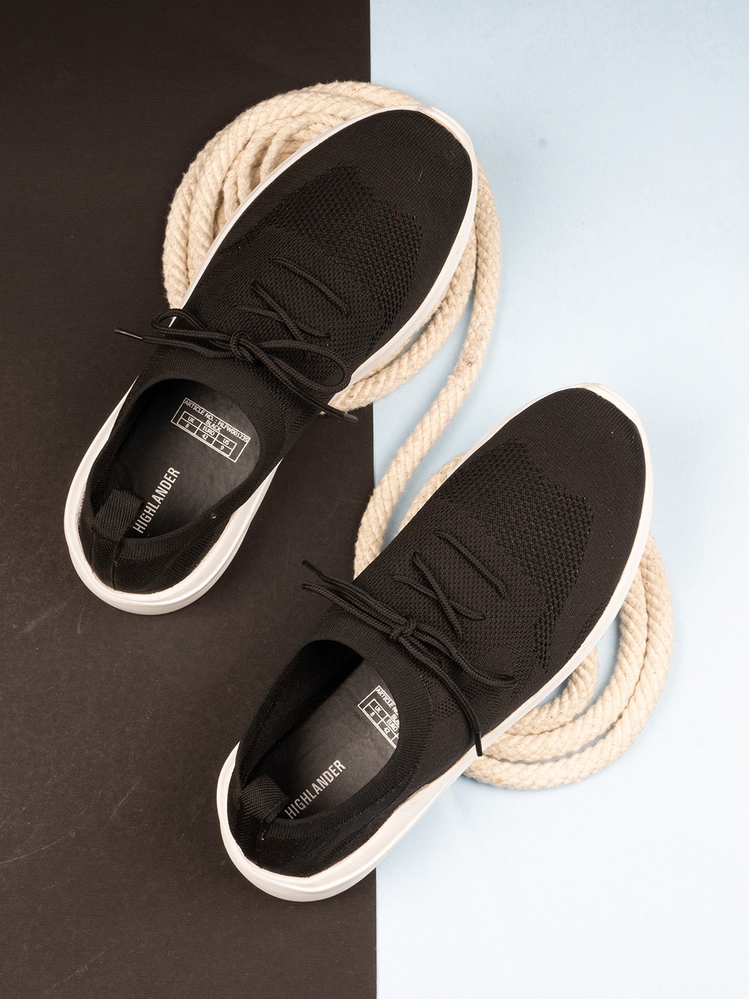 

HIGHLANDER Men Fly-Knit Lace-Up Sneakers, Black
