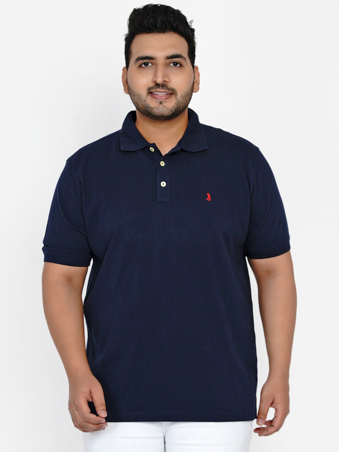 

Santonio Men Navy Blue Solid Polo Collar T-shirt