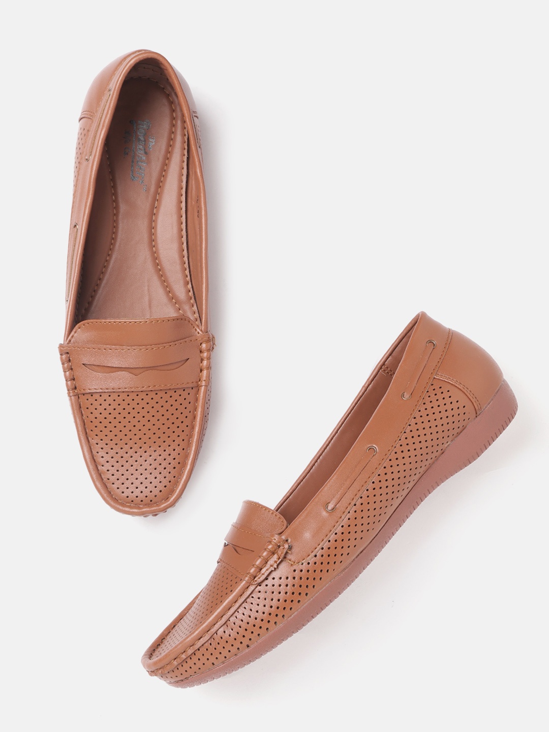 

Roadster Women Brown Perforated Penny Loafers