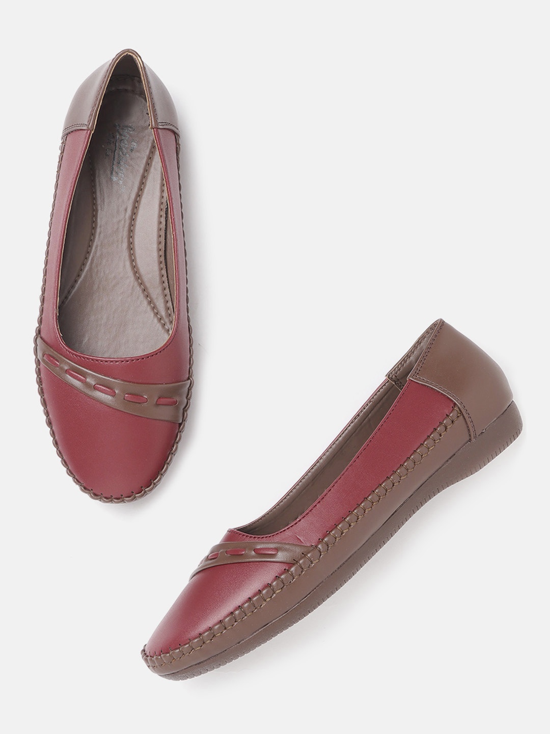 

Roadster Women Maroon & Brown Colourblocked Ballerinas