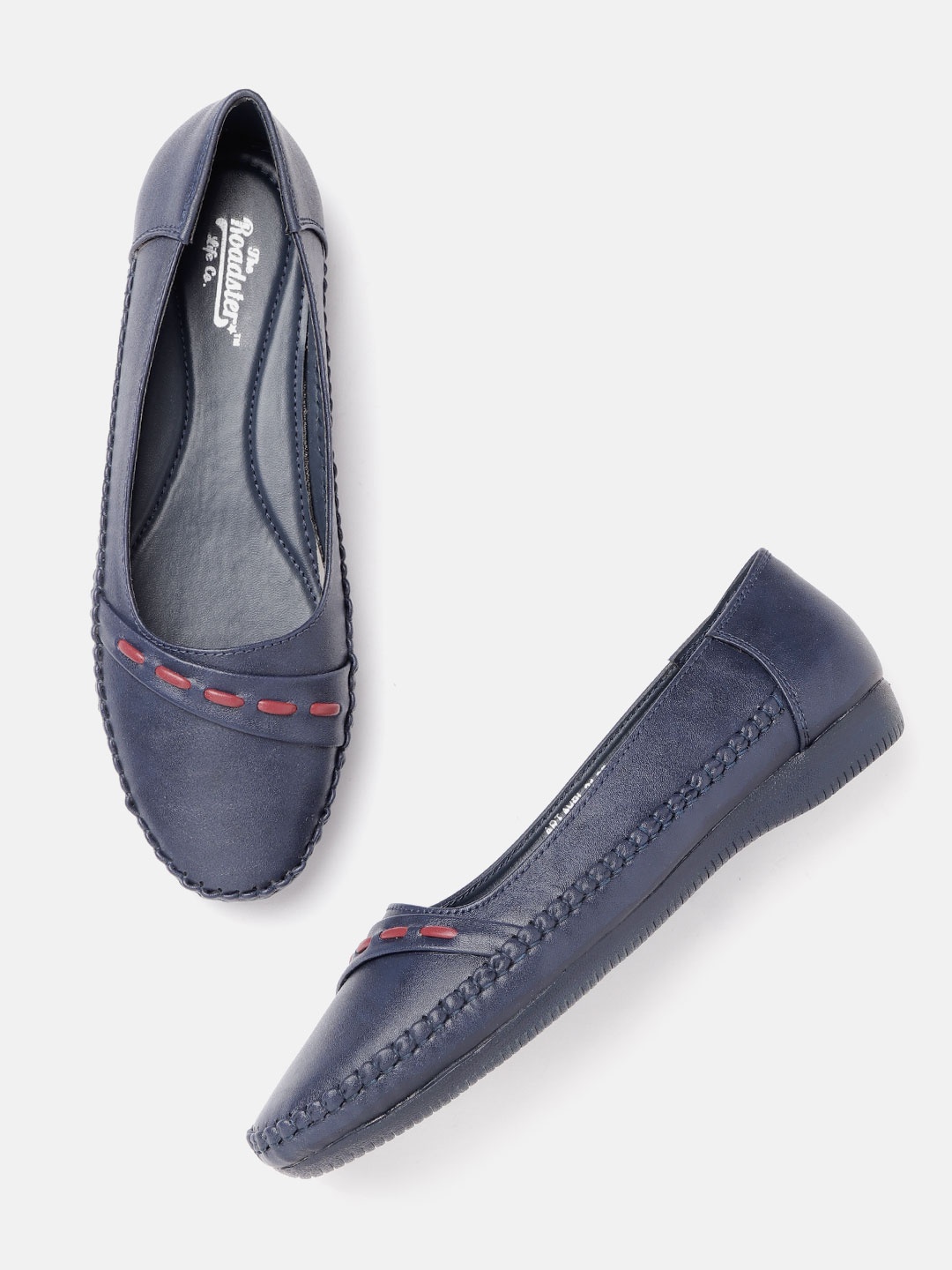

Roadster Women Navy Blue Solid Ballerinas with Stitched Detail