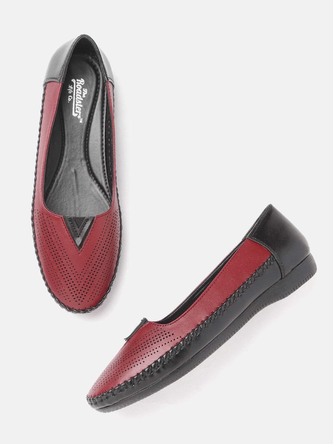 

Roadster Women Maroon & Black Colourblocked Ballerinas