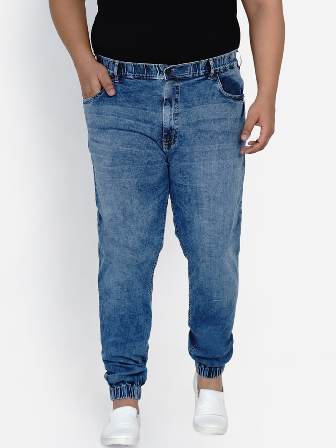 

John Pride Plus Size Men Relaxed Fit Heavy Fade Jogger Jeans, Blue
