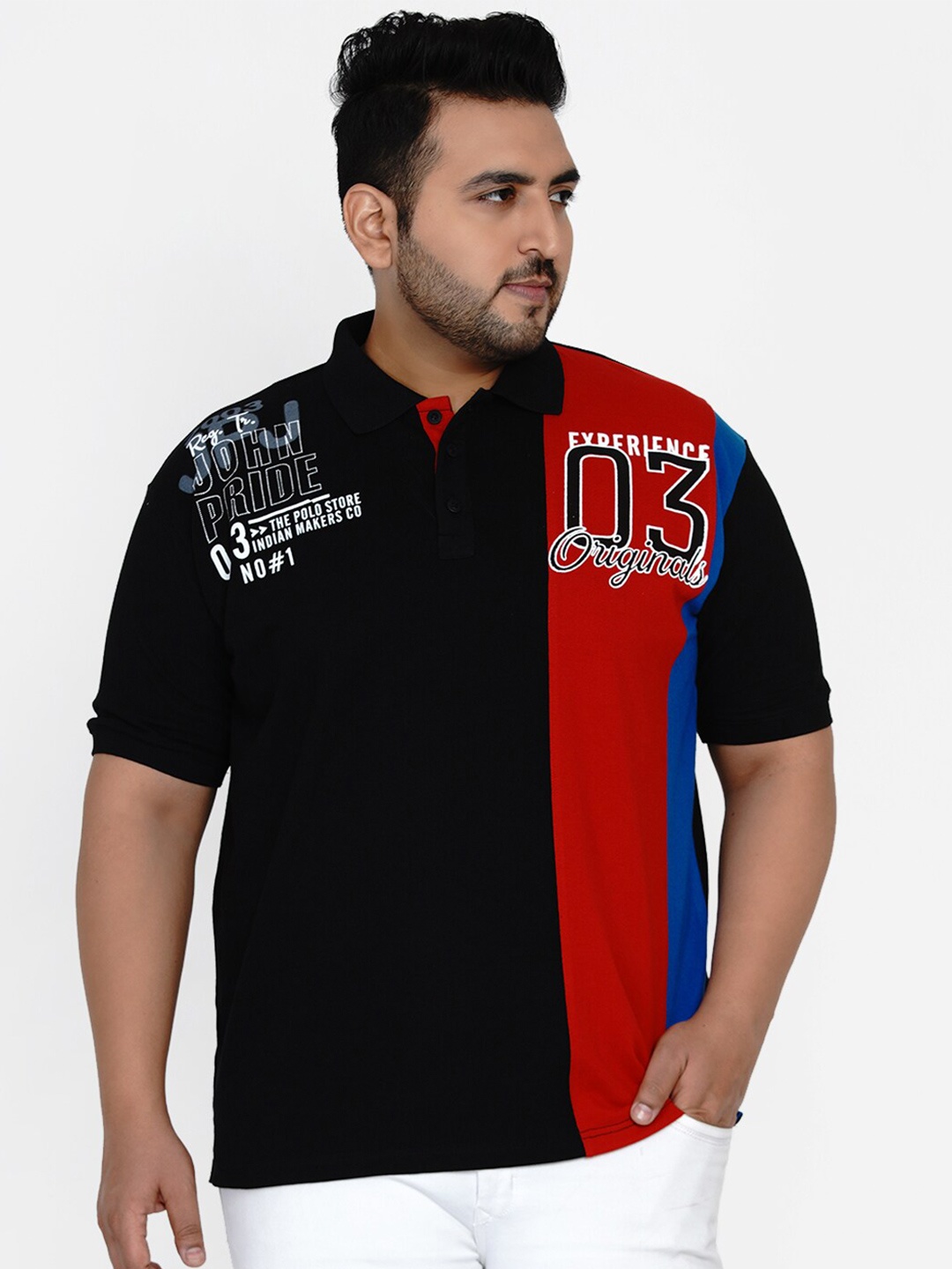 

John Pride Men Black Typography Mandarin Collar T-shirt