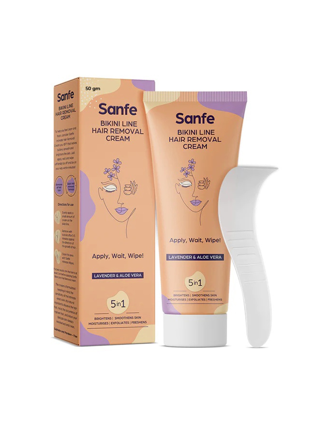 

Sanfe Hair Removal Cream For Sensitive Skin with Lavender Extracts Vit E & Aloe Vera - 50g, Coral