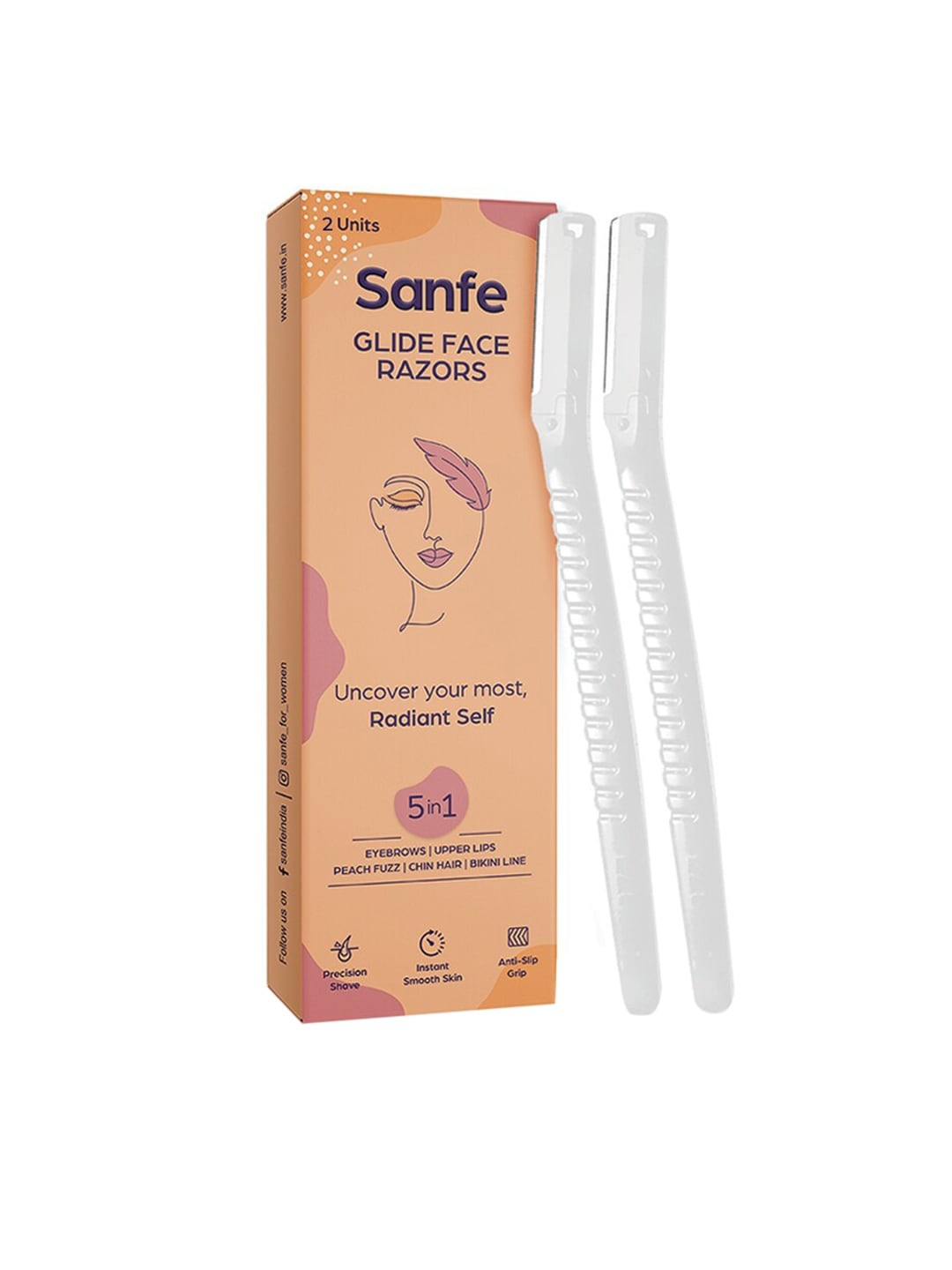 

Sanfe Women Set of 2 Face Razor For Facial Hair Removal, Coral