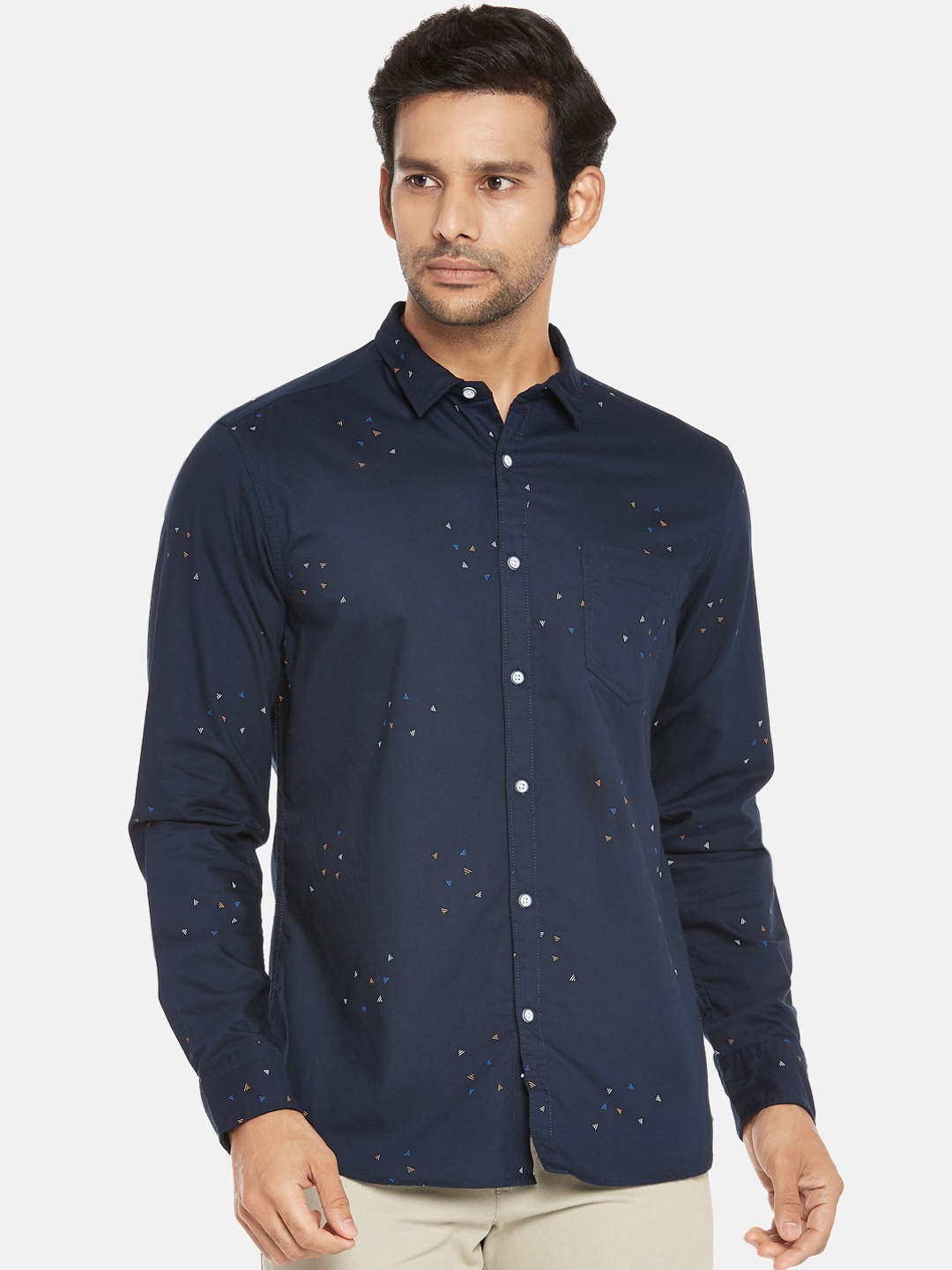 

Urban Ranger by pantaloons Men Navy Blue Slim Fit Printed Casual Shirt