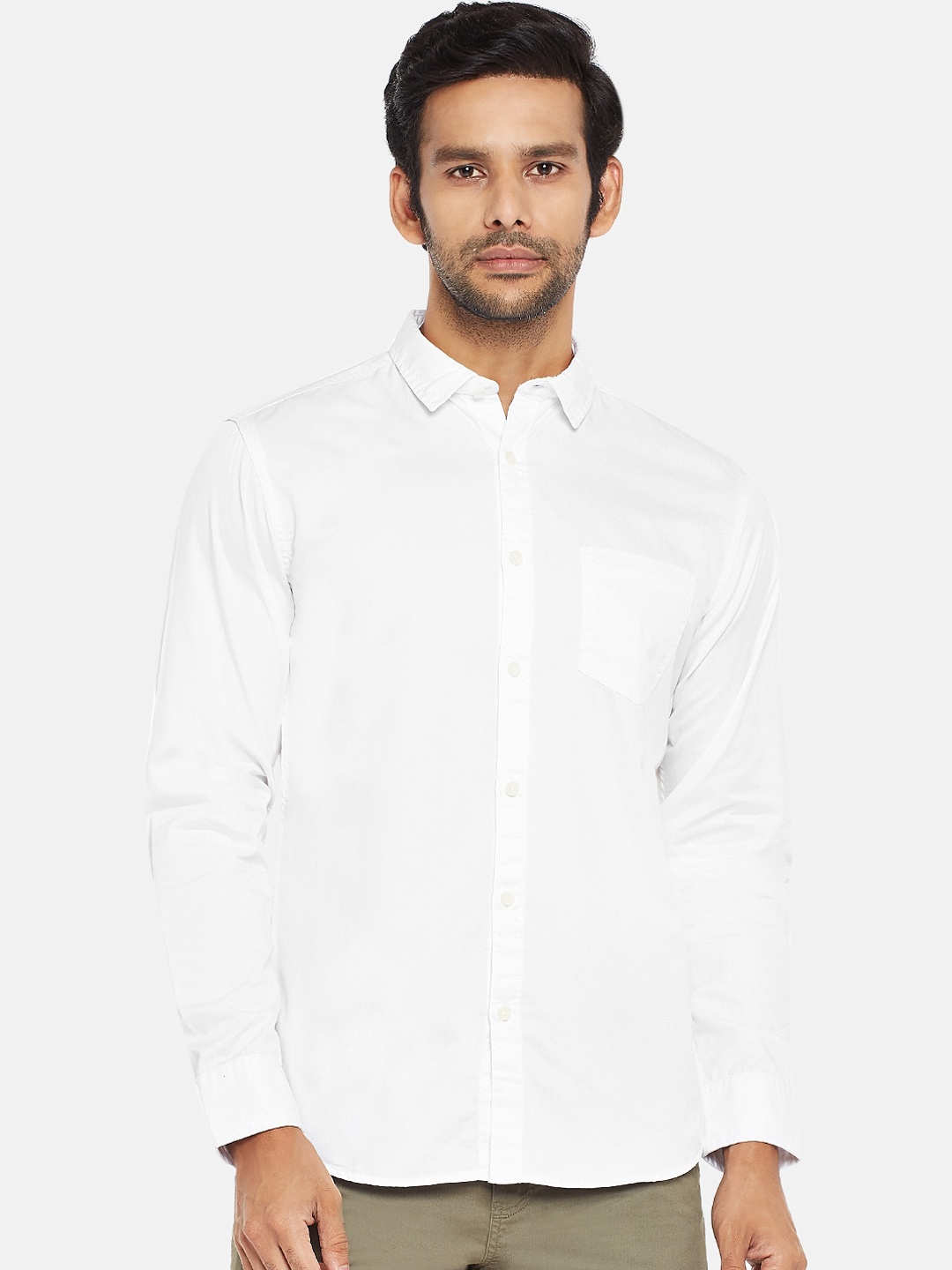 

Urban Ranger by pantaloons Men White Slim Fit Pure Cotton Casual Shirt