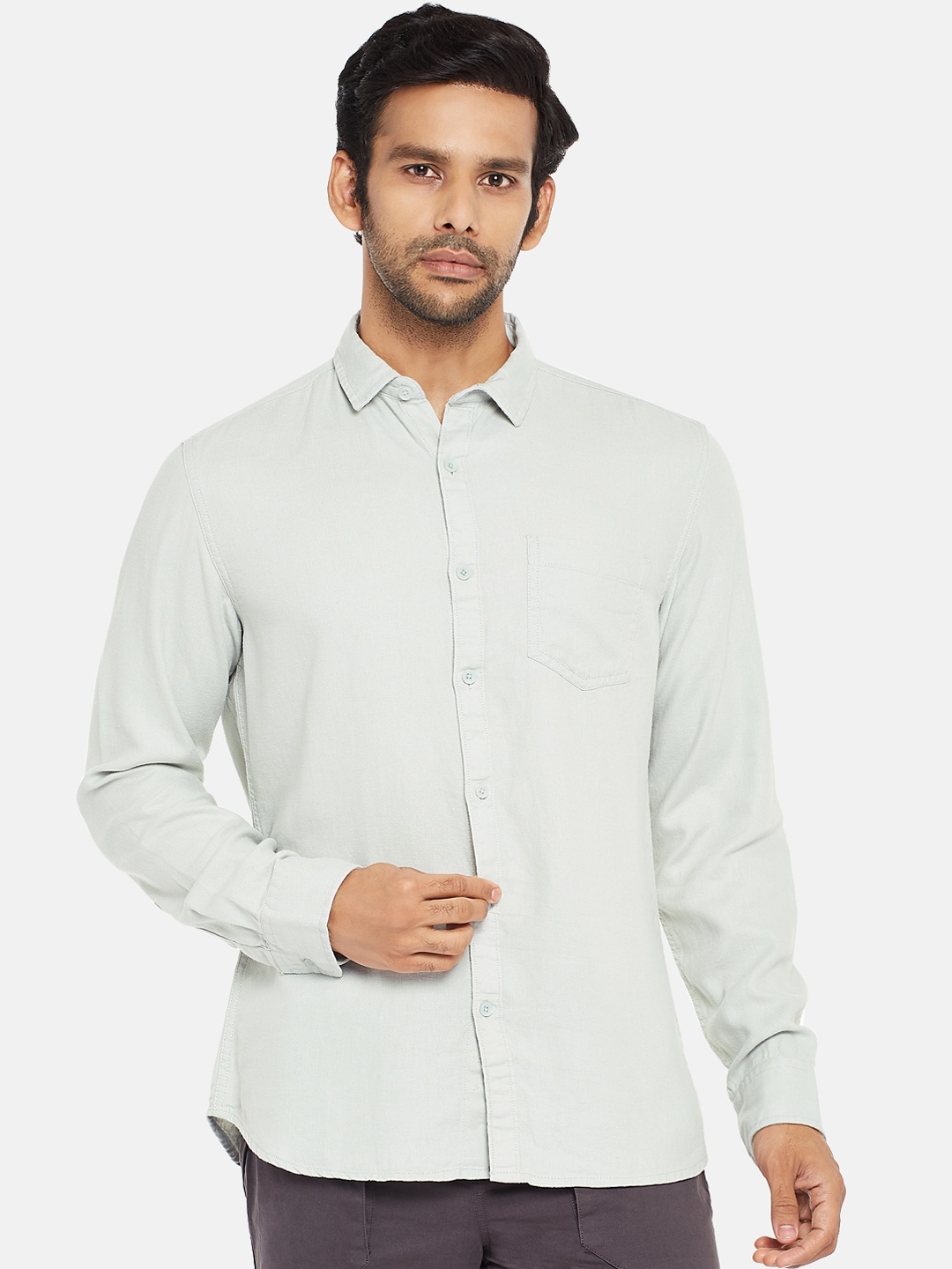 

Urban Ranger by pantaloons Men Green Slim Fit Casual Shirt