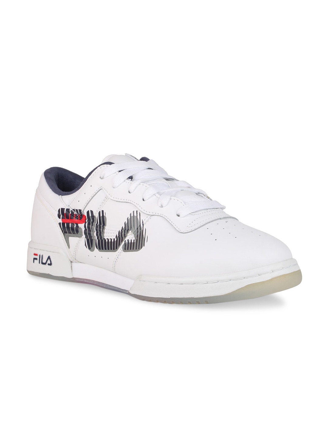 

FILA Men White Graphic Leather Sneakers