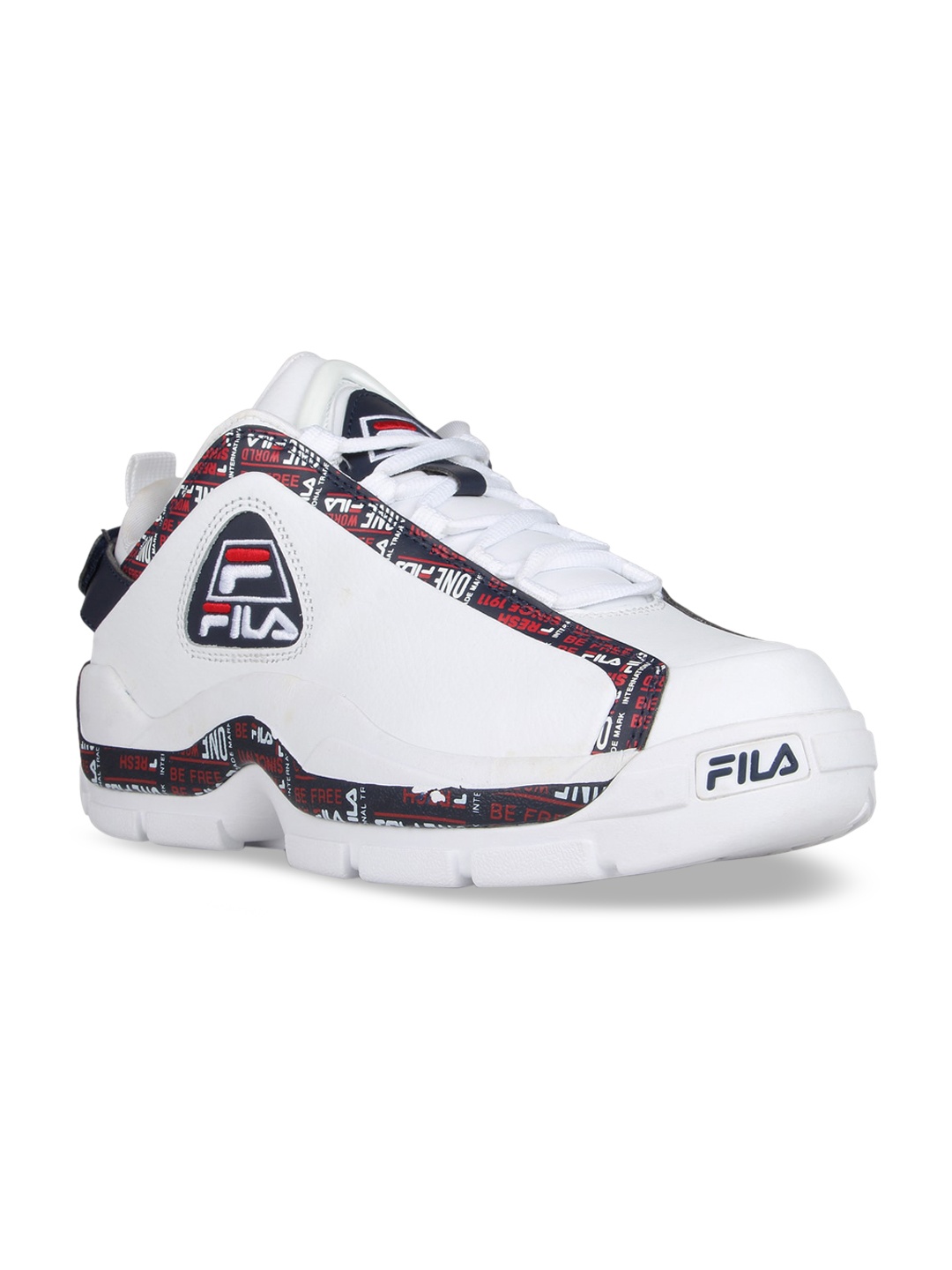 

FILA Men White Printed Leather Sneakers