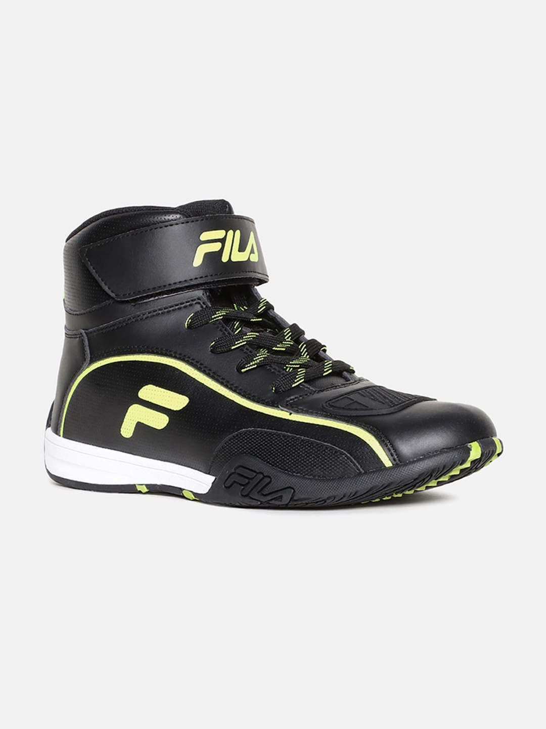 

FILA Men Black Colourblocked High-Top Sneakers With Velcro