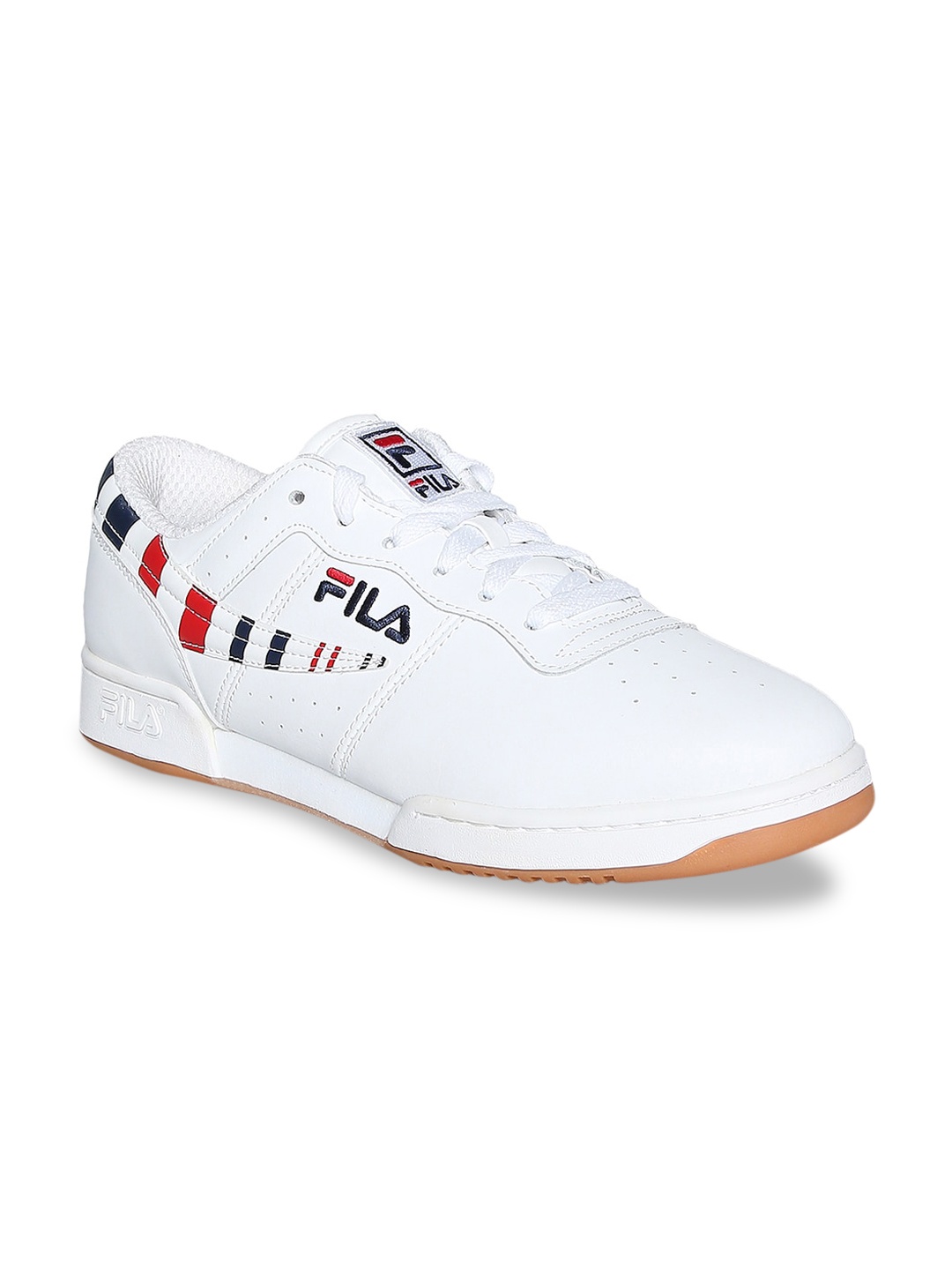 

FILA Men White Perforations Leather Sneakers