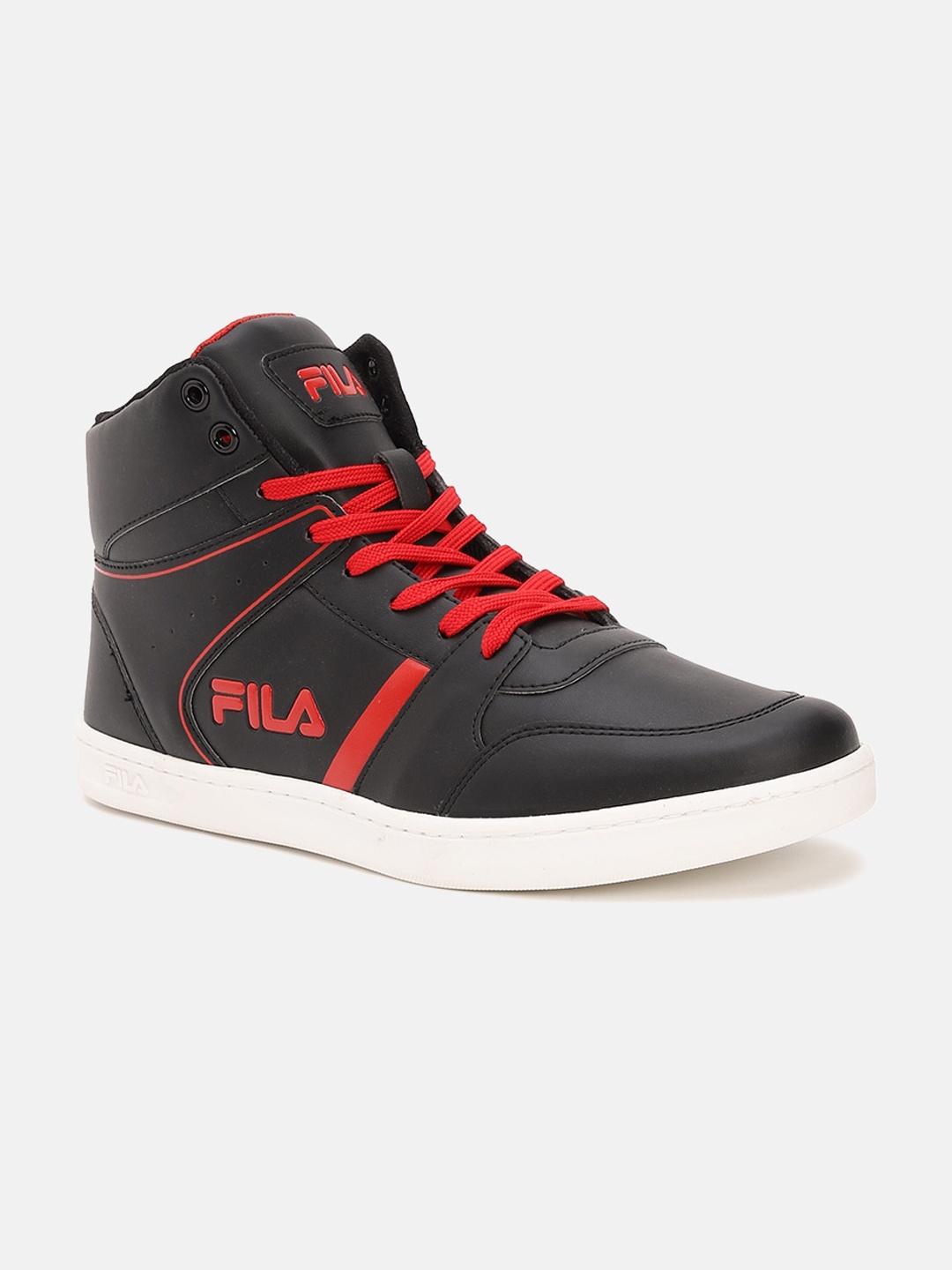 

FILA Men Black & Red Colourblocked PU Sneakers