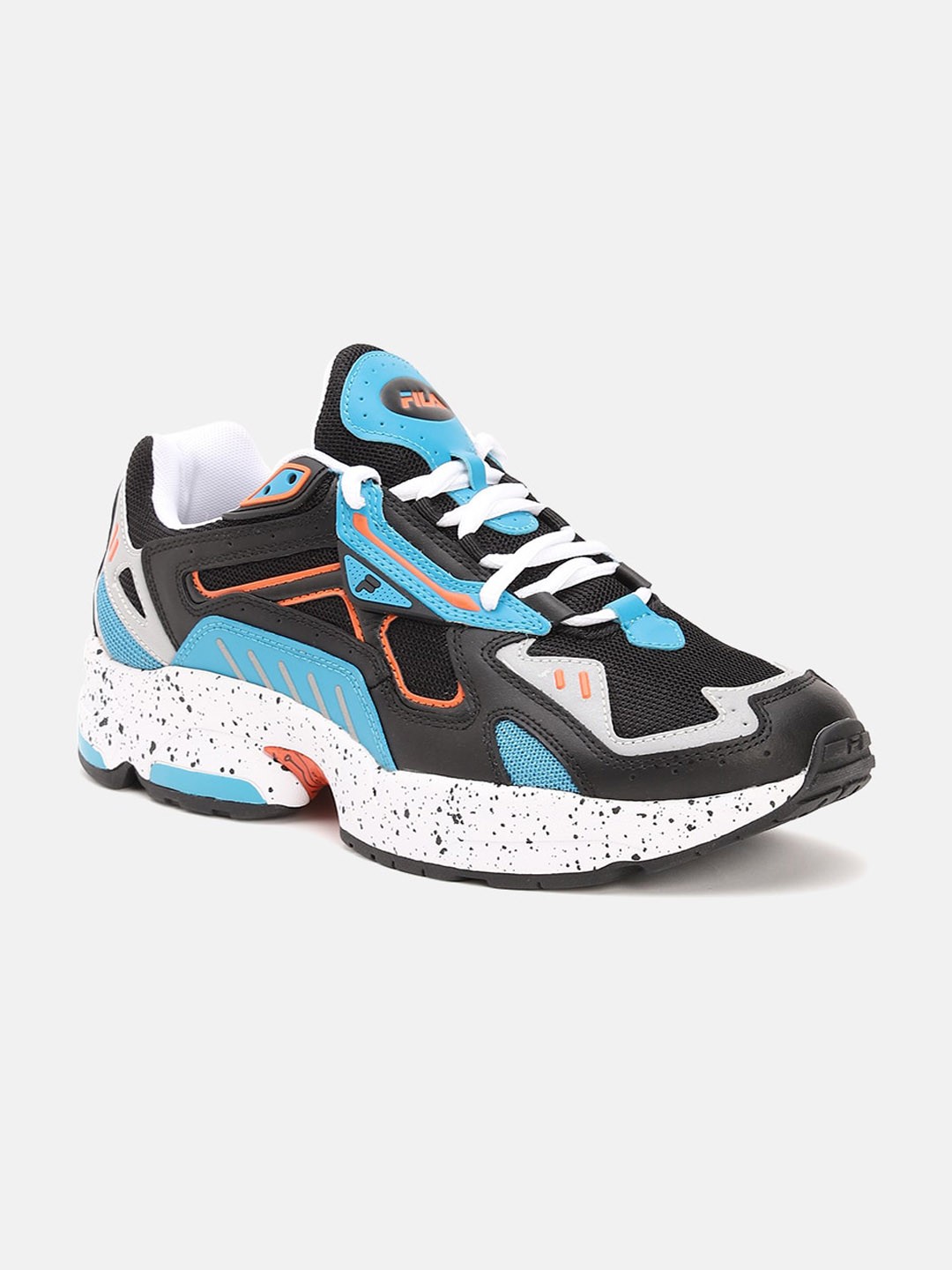 

FILA Men Black & Blue Colourblocked Leather Sneakers