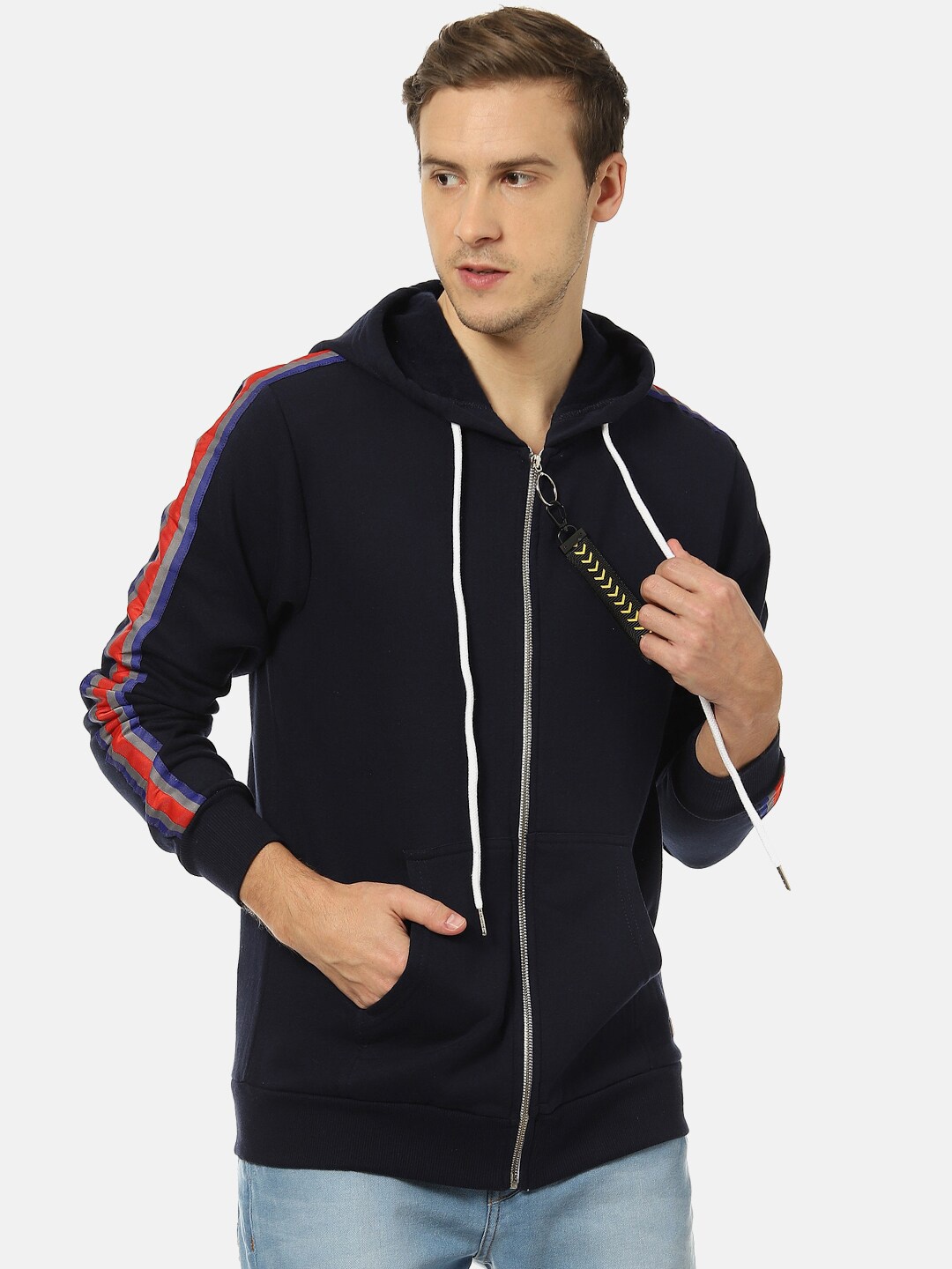 

Campus Sutra Men Blue Hooded Sweatshirt