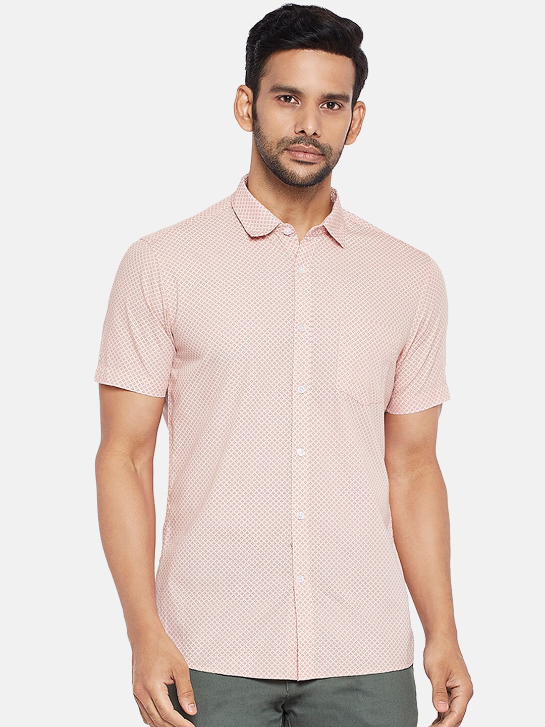 

BYFORD by Pantaloons Men Orange Slim Fit Printed Casual Shirt