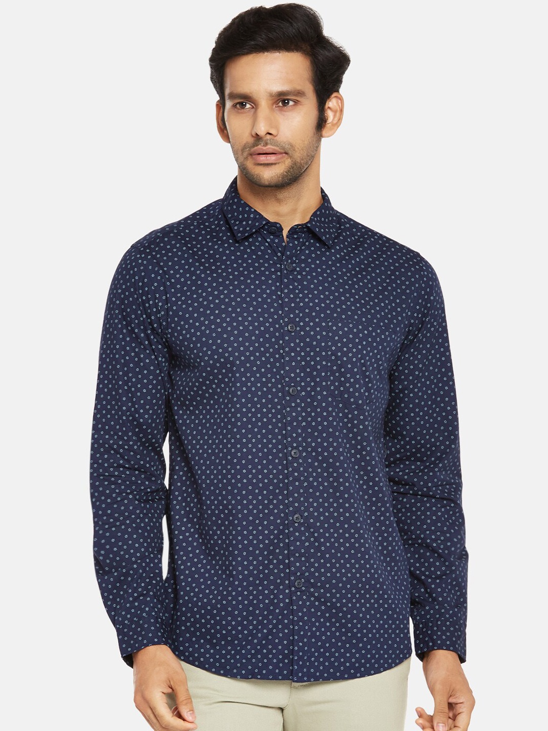 

BYFORD by Pantaloons Men Blue Slim Fit Floral Printed Casual Shirt