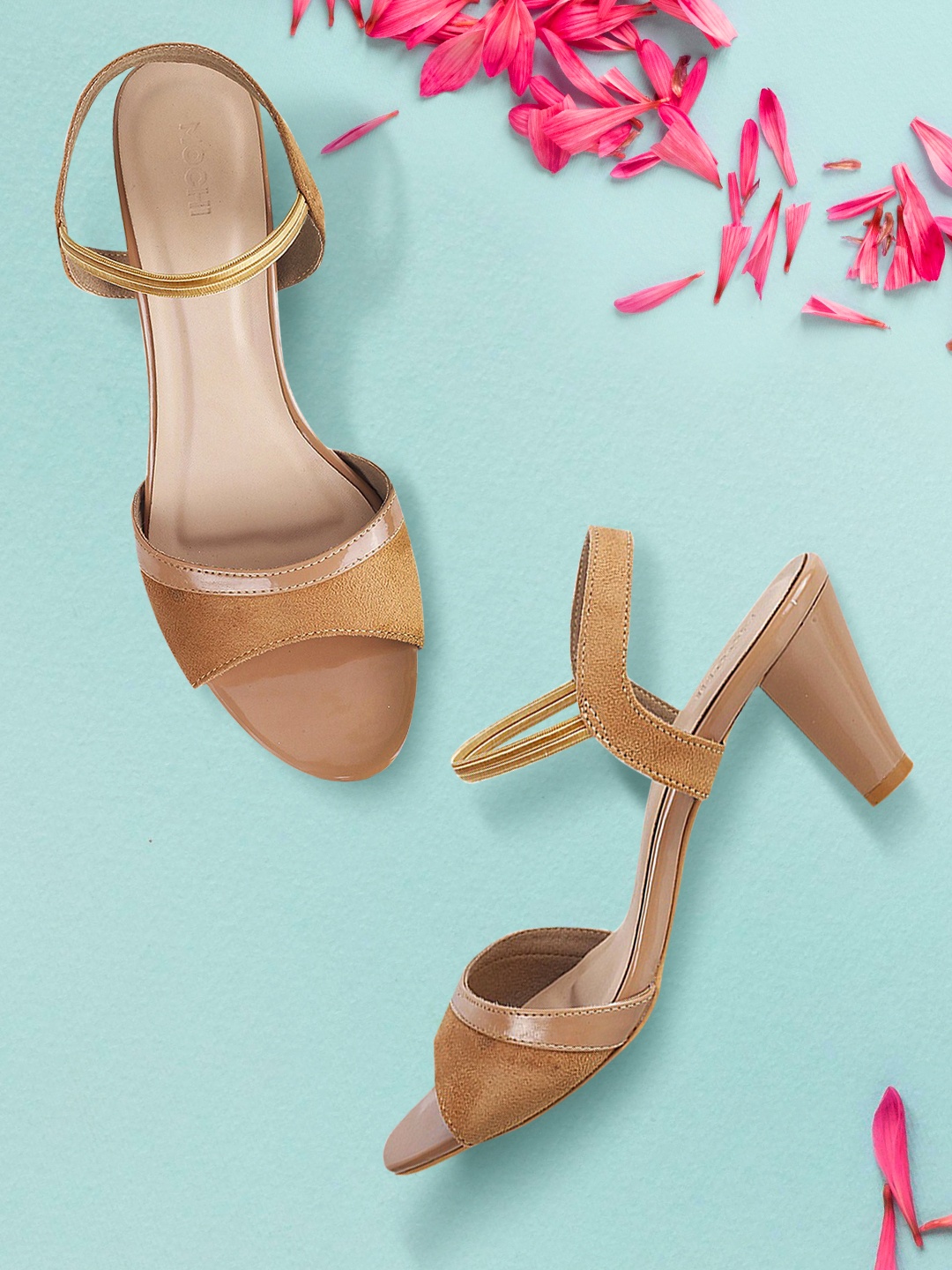 

Mochi Women Beige Textured Block Heels