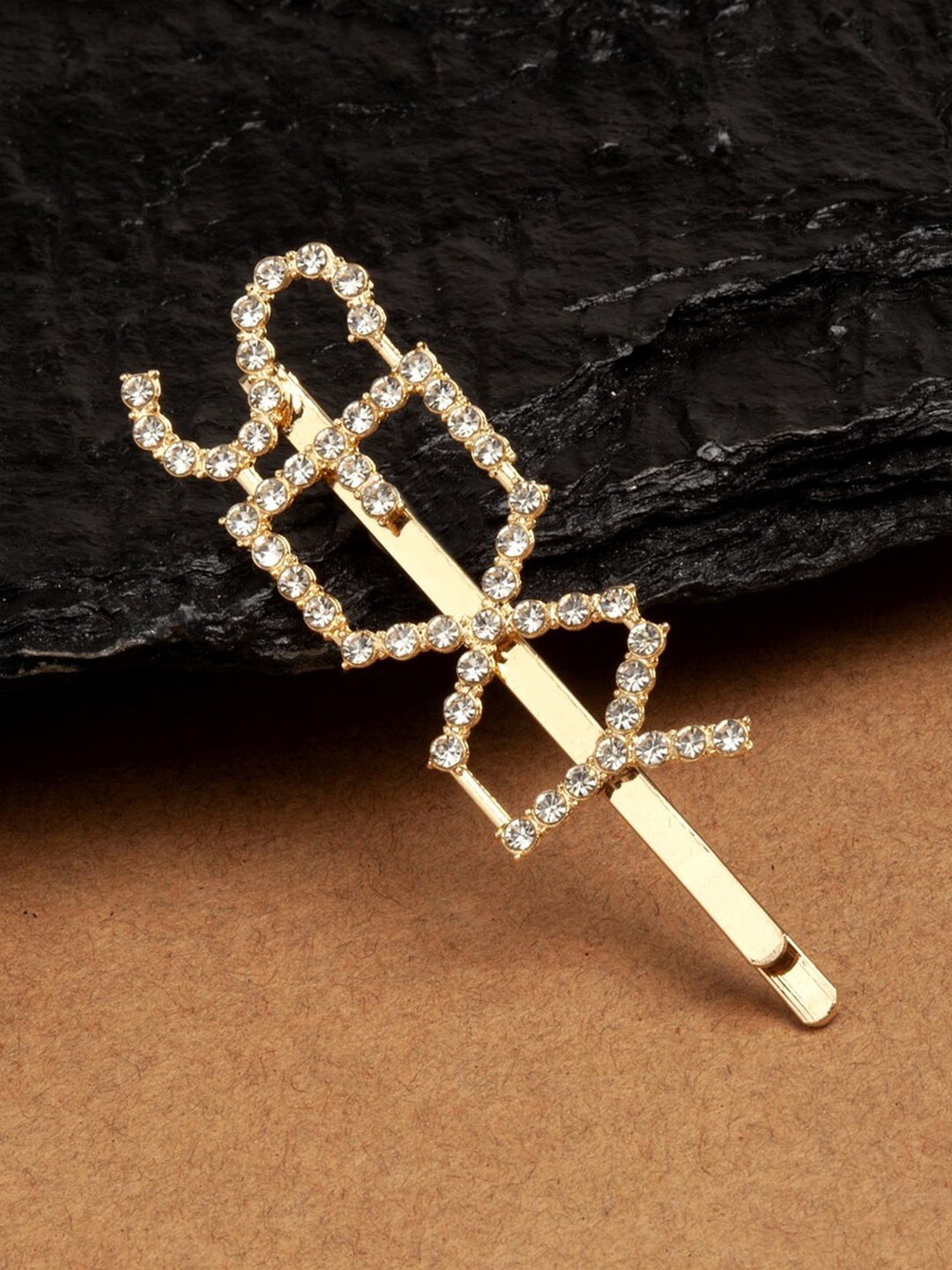 

Ferosh Women Gold-Toned & White Embellished Bobby Pin